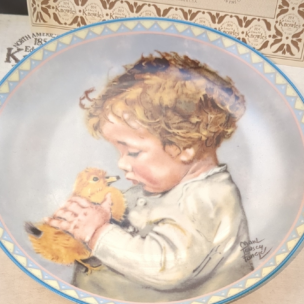 Decorative Plate with Child and Chick